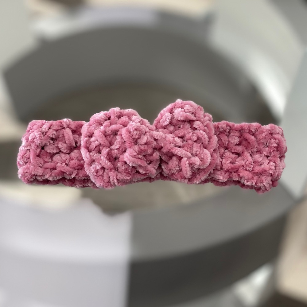 Crochet Velvet Handmade Headband 0-6 Months